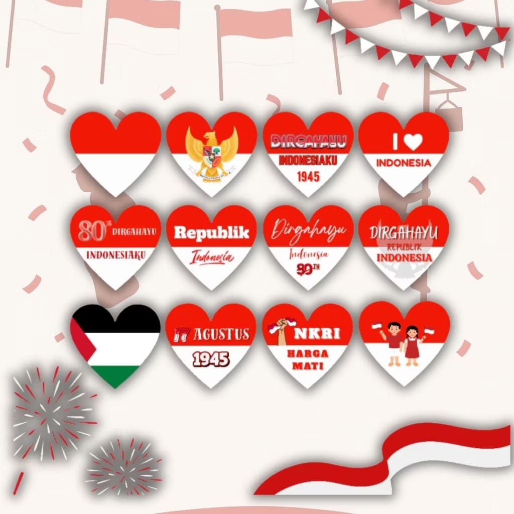 

STIKER MERAH PUTIH BENTUK LOVE || BENTUK HATI || STIKER PIPI || STIKER WAJAH || STIKER HUT RI