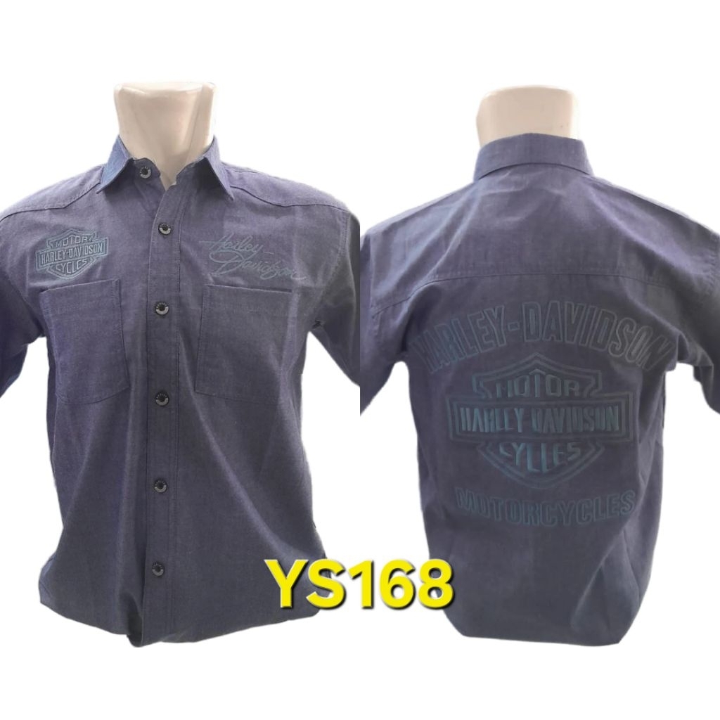 Kemeja Harley Davidson - Denim - Jeans - Bar and Shield - Baju Pria - Original