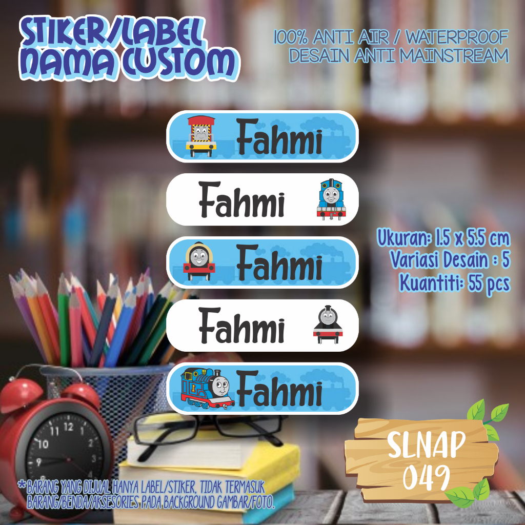 

sticker label nama waterproof kartun anak warna warni SLNAP 049