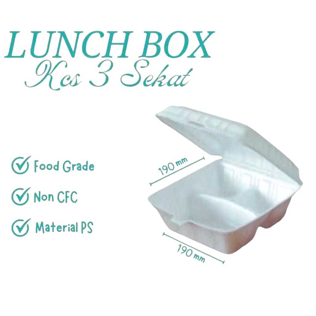 STYROFOAM 3 SKAT (BENTUK BENTO) / STYROFOAM MAKANAN SEKAT 3