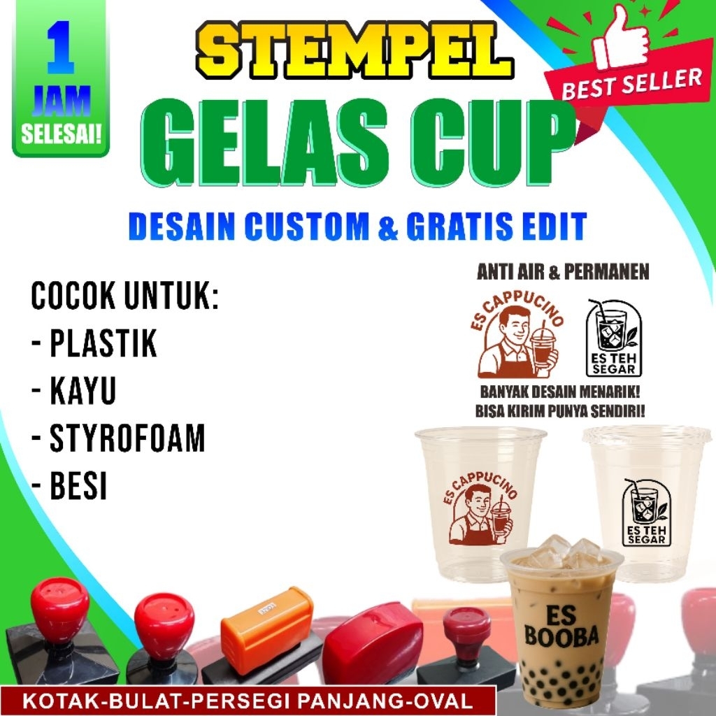 

Stempel Plastik Cup Sterofoam Tinta Permanen