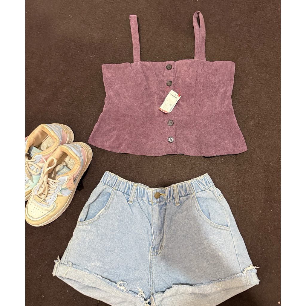 crop top bustier beludru mewah