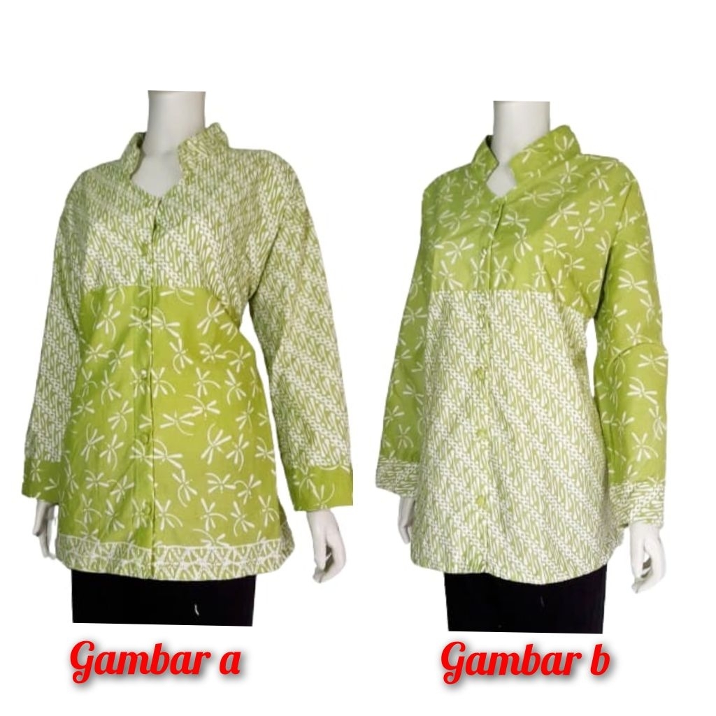 blus atasan batik jumbo ijonan ld 130 cm lengan panjang tetron rayon halus adem