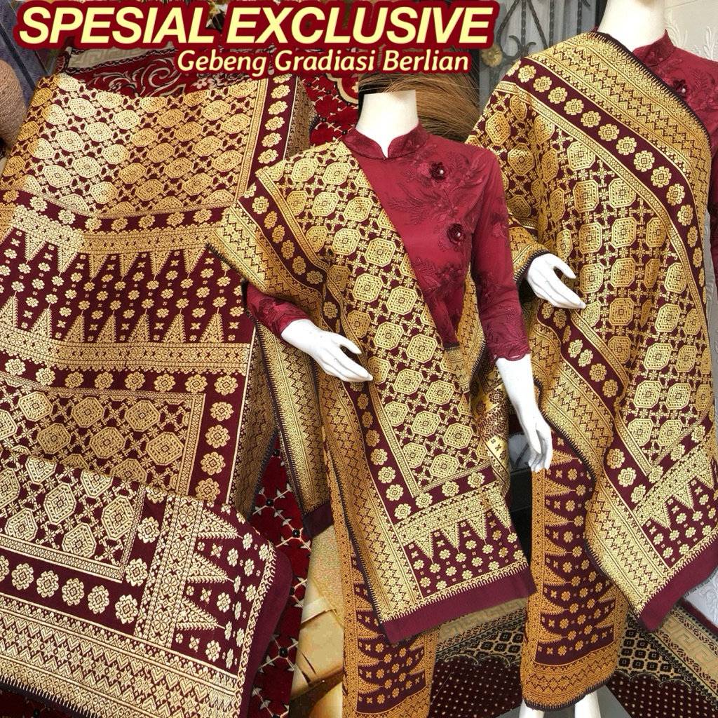 Exclusive Songket Lepus Gebeng ORI Gradiasi Berlian Maroon /songket tenun asli palembang /ilham song