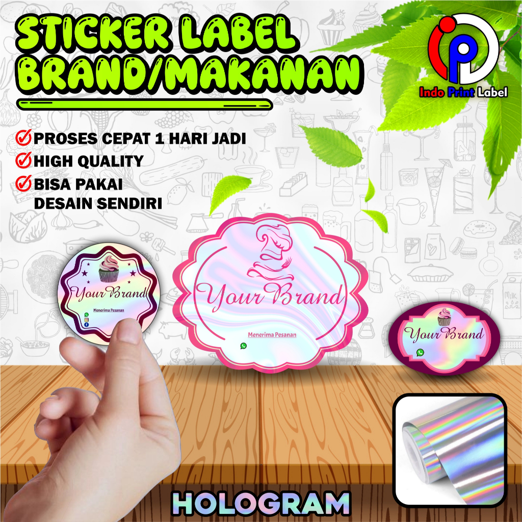 

125pcs CETAK STIKER LOGO BRAND HOLOGRAM / STIKER MAKANAN / LABEL HOLOGRAM / TAHAN AIR / CUTTING