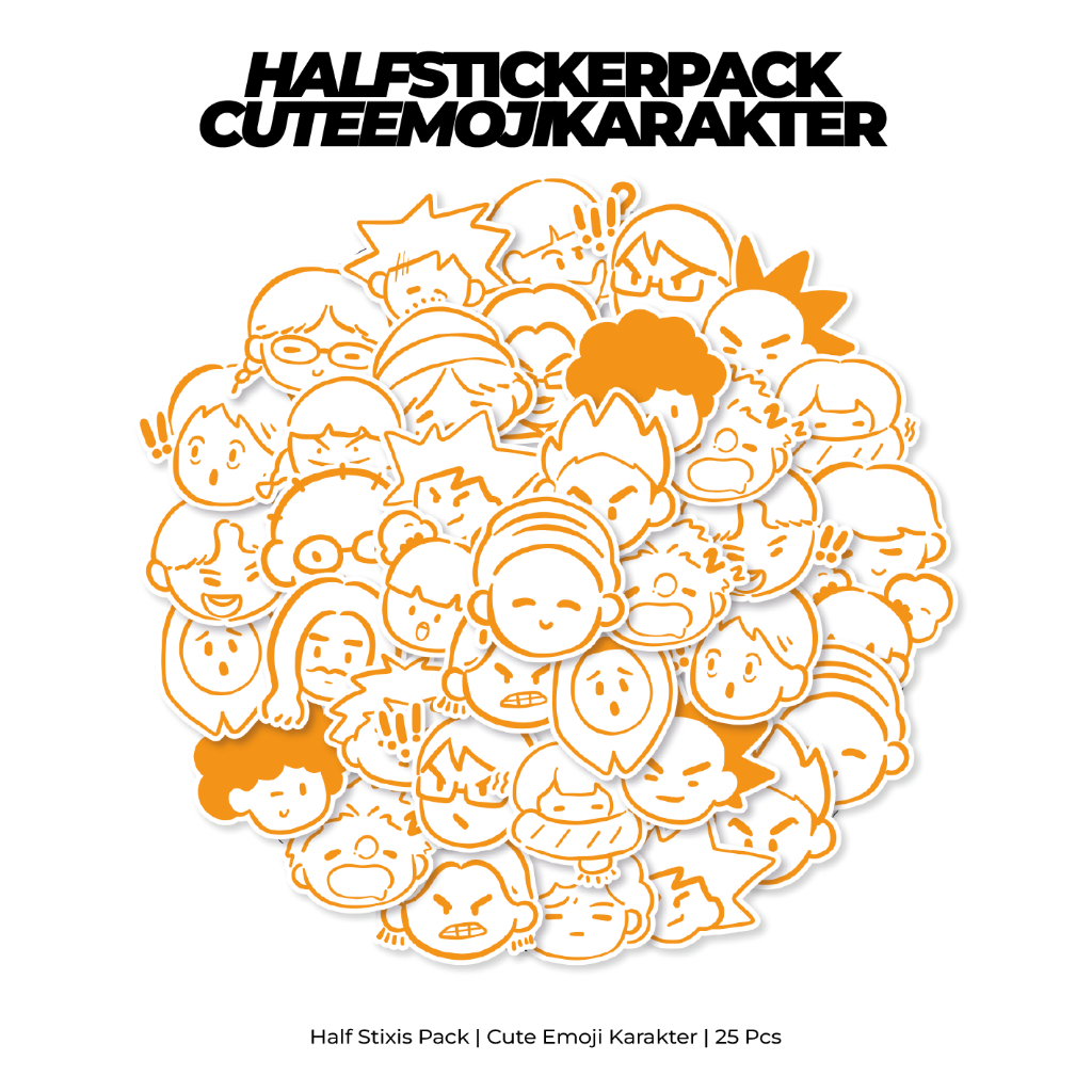 

[READY] STICKER PACK | CUTE EMOJI DOODLE LINE | 25 PCS | KISSCUT | WATERPROFF | STIXIS.MARKET