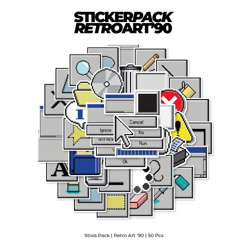 

[READY] STICKER PACK | RETRO PIXEL ART 90' | 50 PCS | KISSCUT | WATERPROFF | STIXIS.MARKET