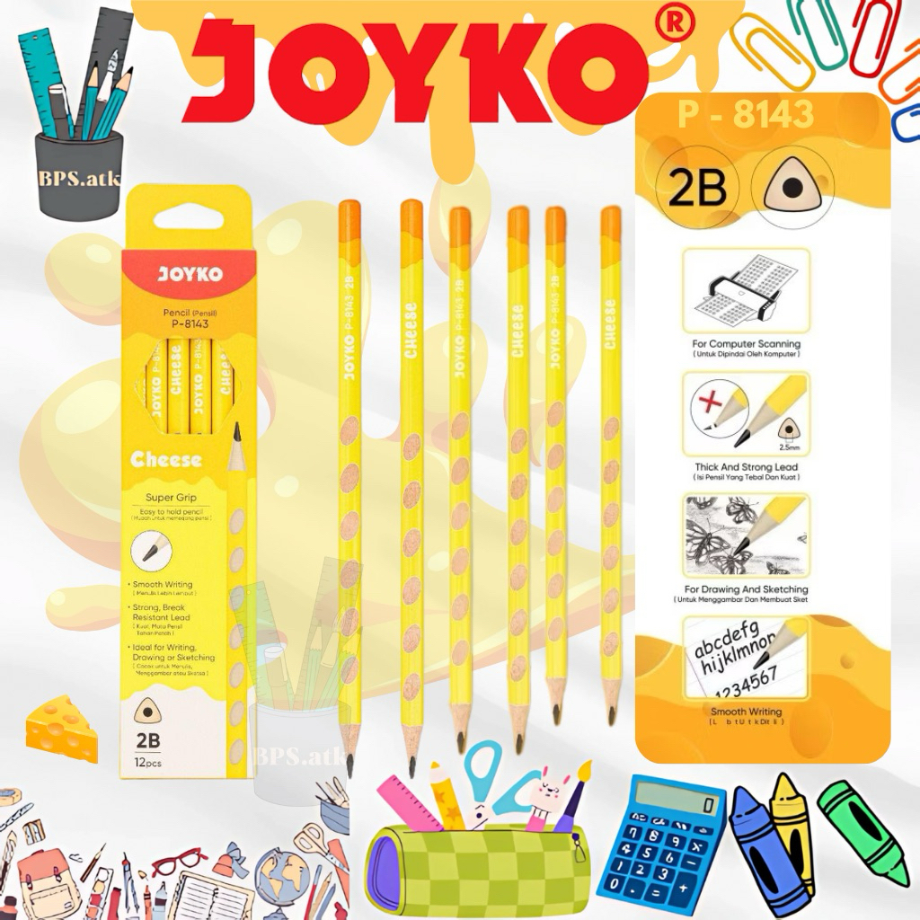 

(12pcs) Pencil / Pensil JOYKO P - 8143 2B Cheese Pensil Segitiga