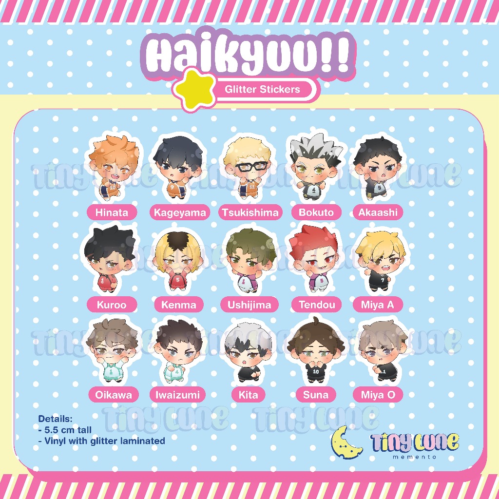 

[Glitter Sticker] Haikyuu Bogel Glitter Stickers (Minimal pembelian Rp.15.000)