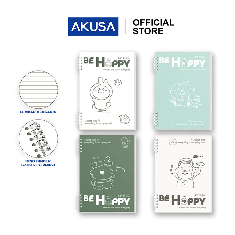 

AKUSA Binder Note A5/B5 Buku Catatan Buku Tulis Study Office Journal Spiral Bening Dapat Dibuka BN006