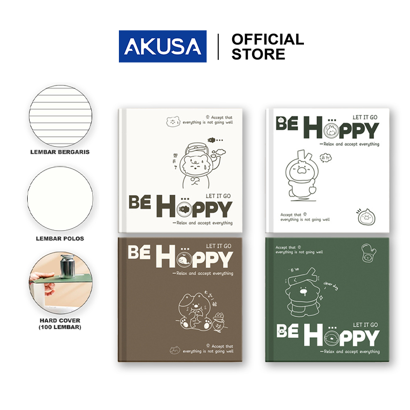 

[Whispers] AKUSA Hard Cover Book 100 Lembar Square Note Book Buku Catatan Aesthetic Journal Book