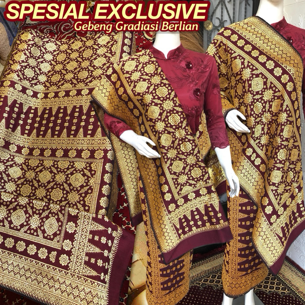Exclusive Songket Lepus Gebeng ORI Gradiasi Berlian Maroon /songket tenun asli palembang /ilham song