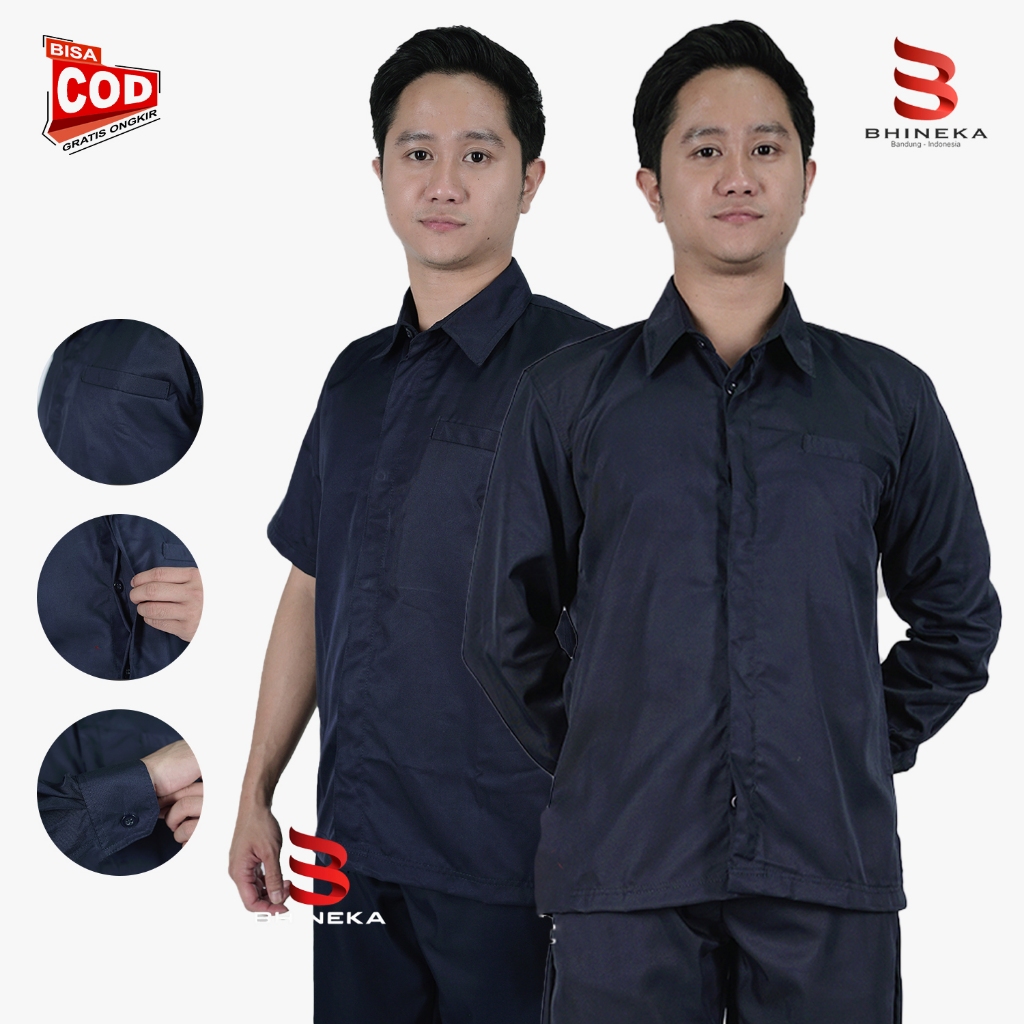 Kemeja Safari Terbaru 2025 Baju Safari Security Satpam Warna Navy