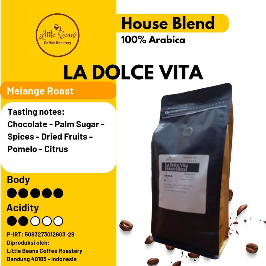 

Kopi house blend La Dolce Vita 100% arabica 1kg/500gr/250gr biji/bubuk americano espresso kopi susu