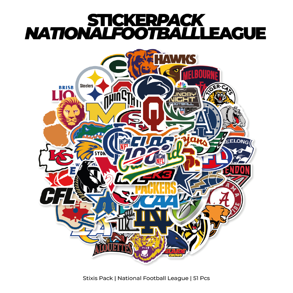 

[READY] STICKER PACK | TEAM NFL POPULAR | 51 PCS | KISSCUT | WATERPROFF | STIXIS.MARKET