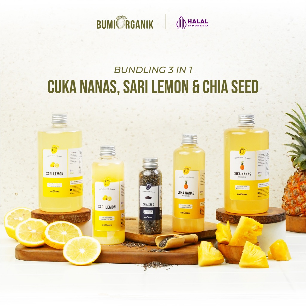 

CUKA NANAS SARI LEMON 500ML CHIA SEED PAKET 3 IN 1 BUMI ORGANIK / SARI LEMON CALIFORNIA / SARI LEMON PURE / AIR LEMON / PINEAPPLE CIDER VINEGAR / CUKA SARI NANAS NUTRIFARM / BRAGG / SARI LEMON DARI BUMI LEMOVITA GEMELI LEMOVITA NUTRILOGY BEORGANIK