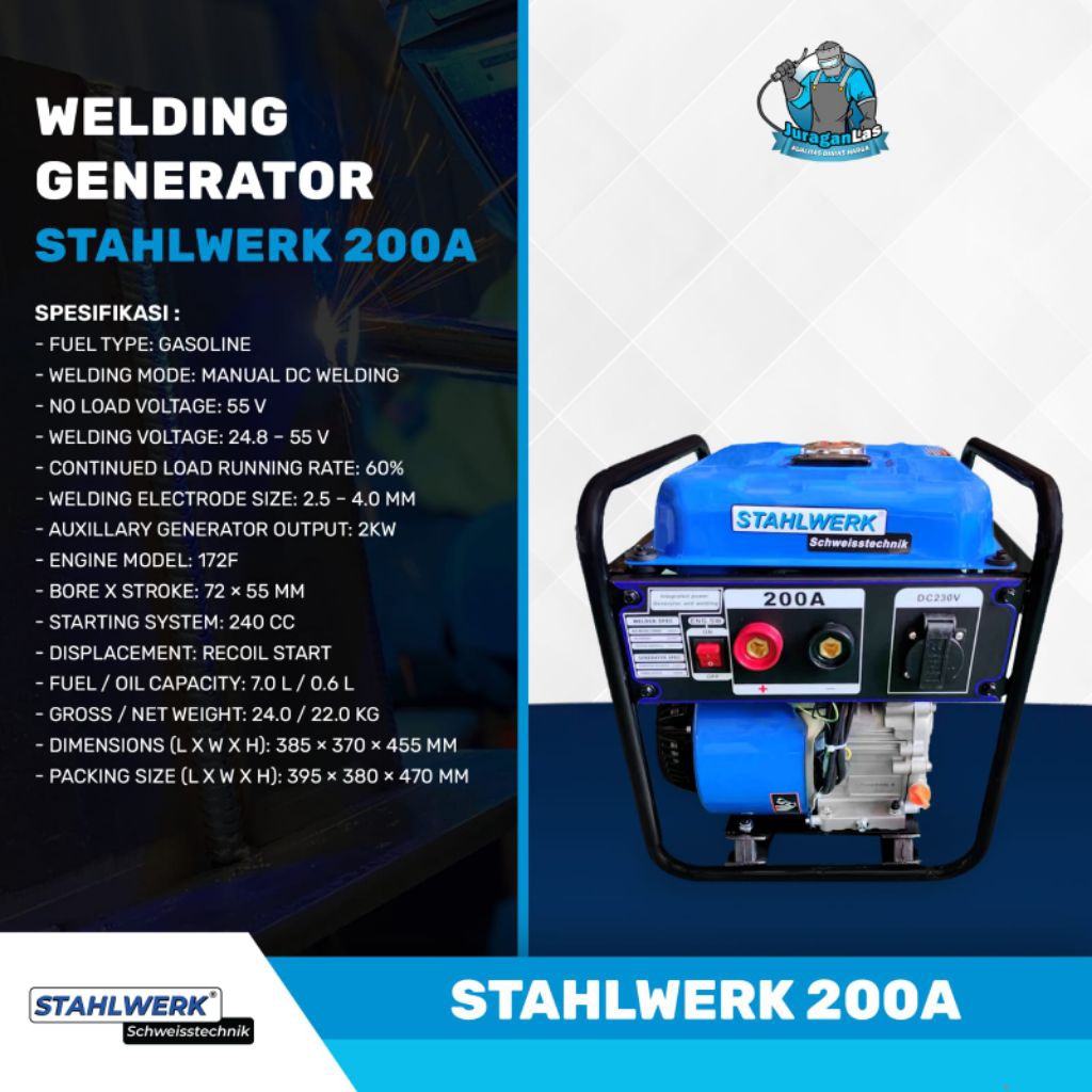 WELDING GENERATOR GENSET LAS STAHLWERK 200A