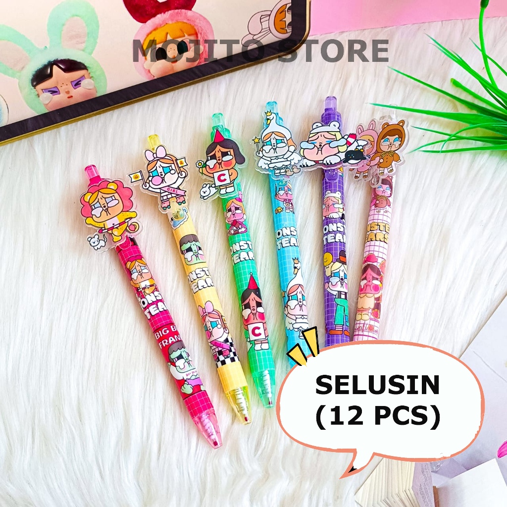 

(12 PCS) PEN CETEK CRY BABY POP MART PENA PULPEN BOLPEN MEKANIK TINTA GEL BABY THREE ALAT TULIS LUCU GEMES
