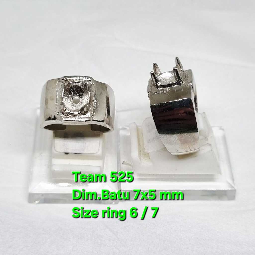 Ring emban alpaka super dim 7x5 mm cakar gigi polos / pengikat ring cincin batu akik eceran