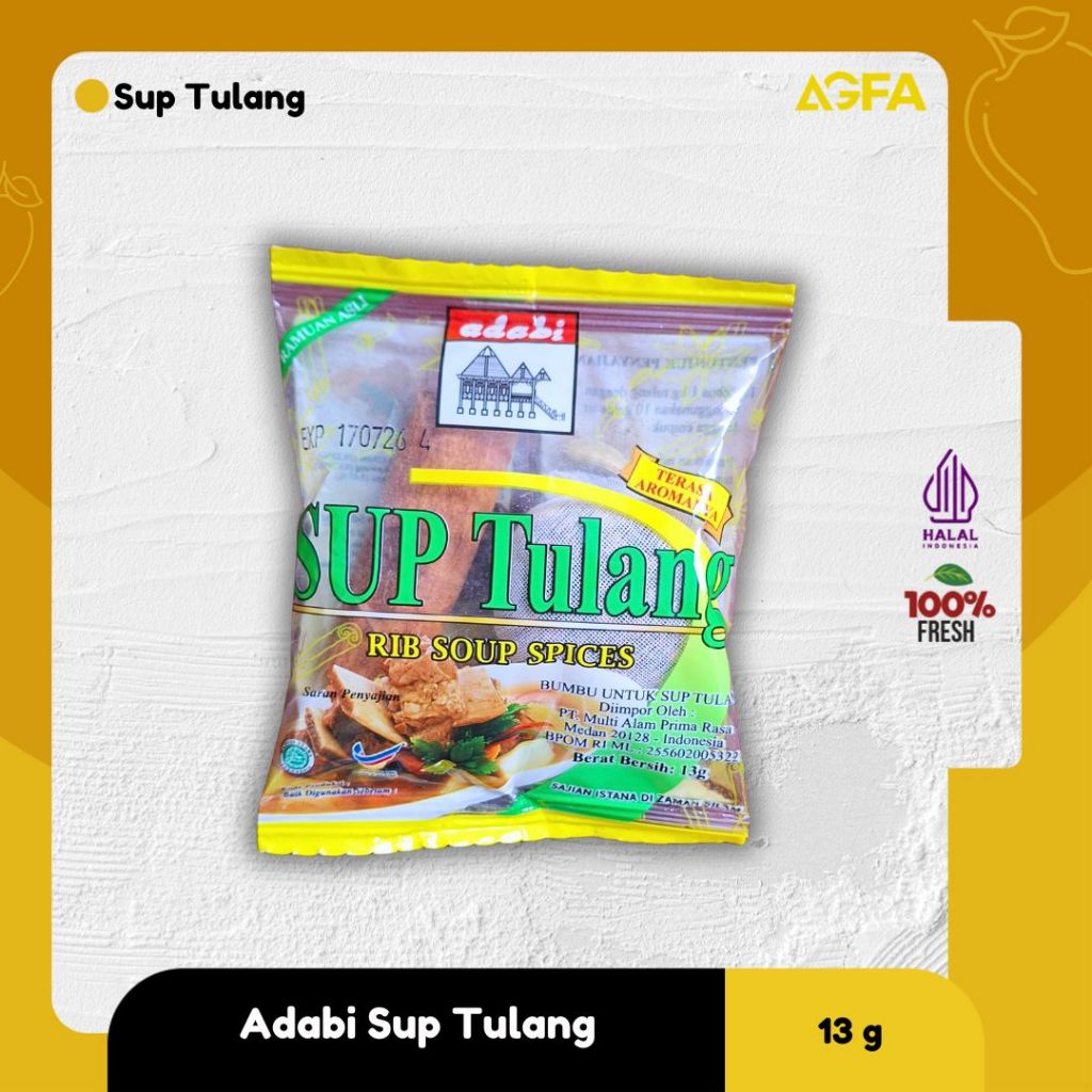 

Adabi Sup Tulang / Tepung Bunbu Ayam Goreng / Bumbu Nasi Goreng / Saus Pedas Korea / Saus Ayam Korea