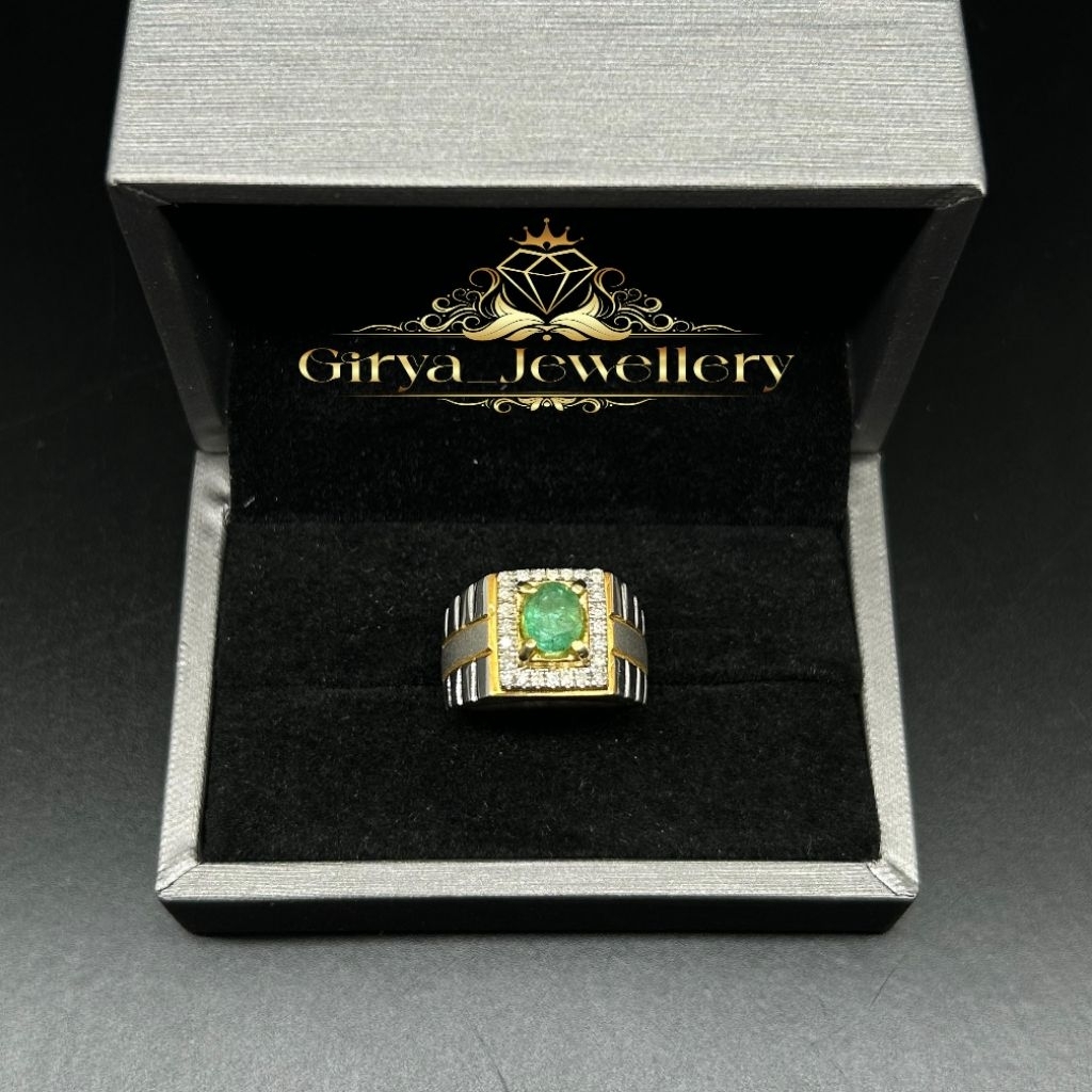 Cincin Berlian Batu Permata Zamrud