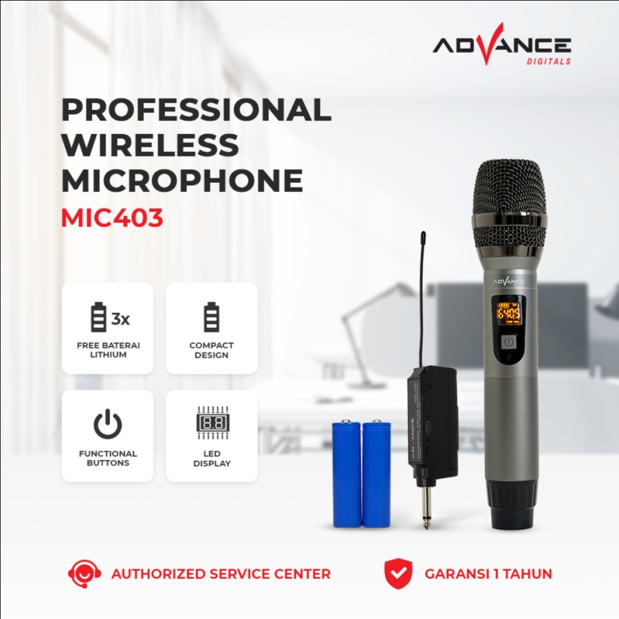 Advance Double Microphone Wireless MIC-403 / Mic Tanpa Kabel Profesional Dinamik Cocok Untuk Karaoke