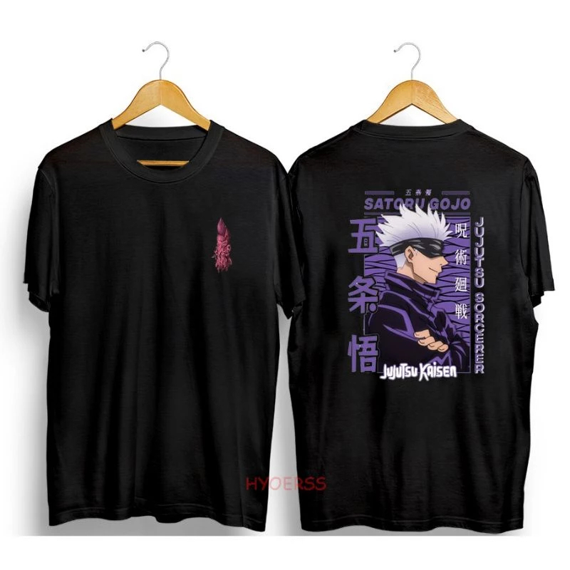 KAOS DISTRO ANIME JIUJUTSU KASISEN BISA COD BAJU GAMBAR SABLON DIGITAL GOJO SATURO LENGAN PENDEK STY