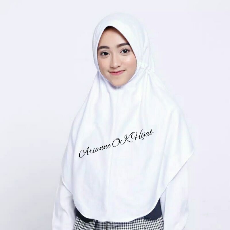 Bergo Serut Jersey Premium Putih Sekolah Kerudung Syari/JILBAB Seragam Sekolah/Hijab Instan