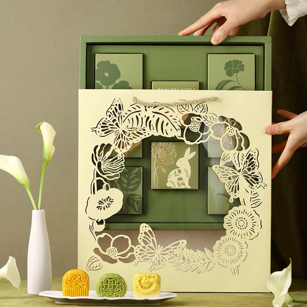 

Box Mooncake Premium Green Set Paper Bag 8 Mooncake