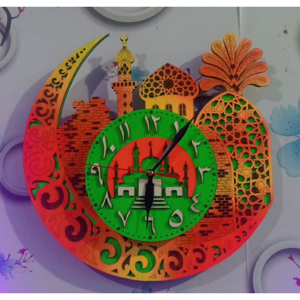 jam dinding 3D masjid