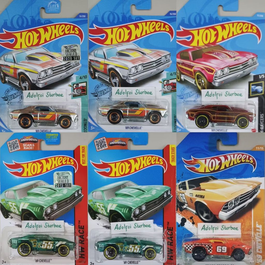 hotwheels hot wheels '69 chevelle factory sealed tooned hw race x-raycers silver track stars 11