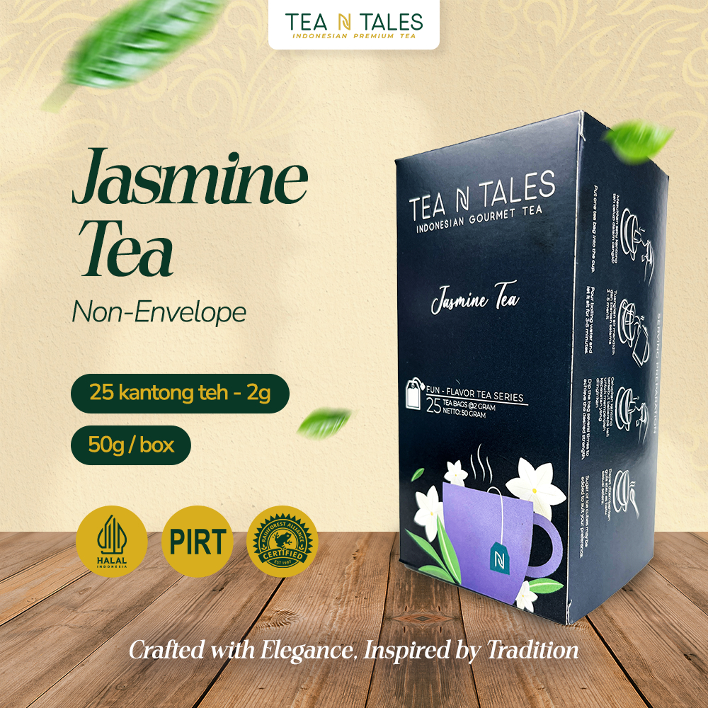 

TeaNTales Jasmine Tea - Teh Melati Premium Rendah Kafein | 25 Non Envelope Tea Bags @2g