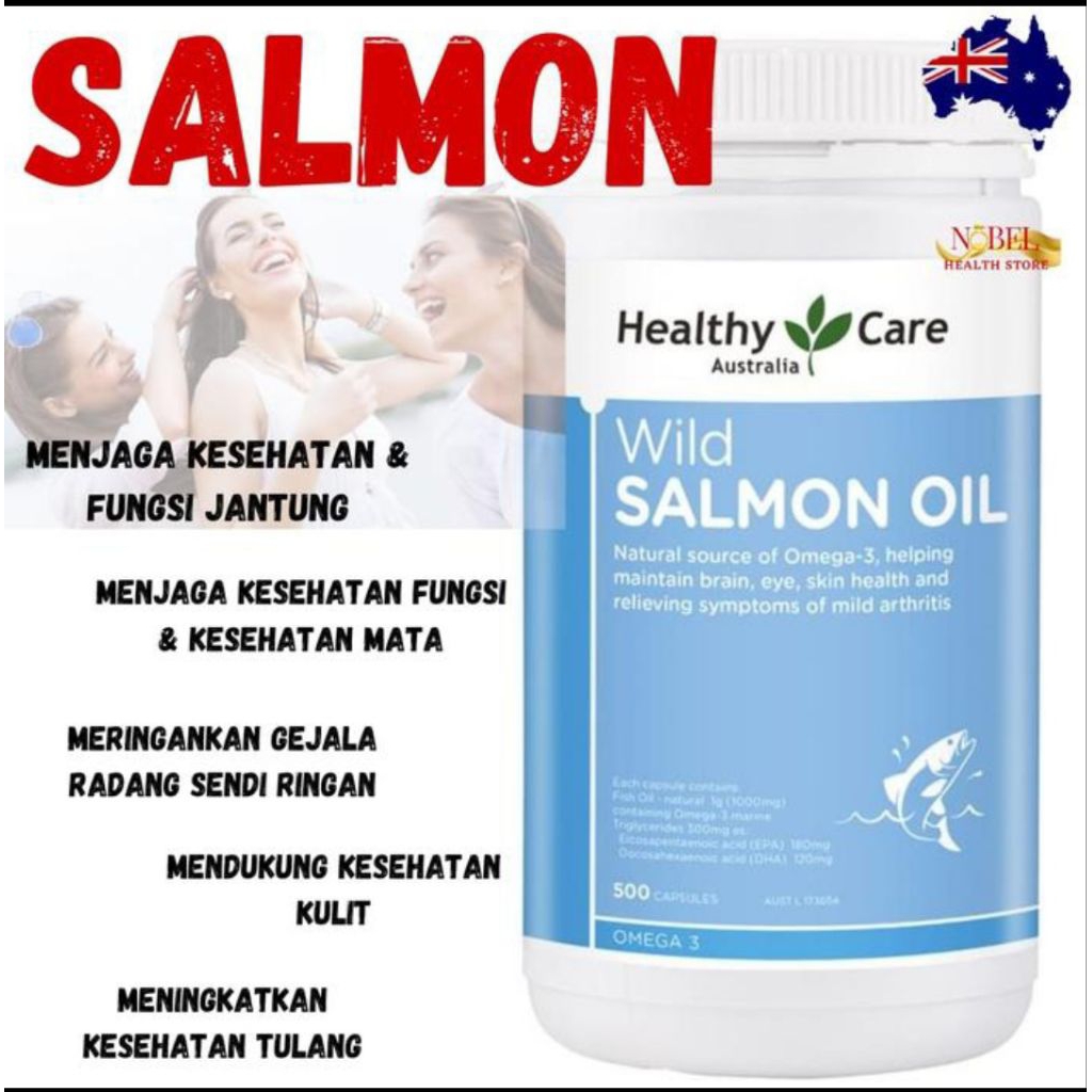 Omega 3 Minyak Salmon Healthy Care Wild Salmon Oil Omega 3 isi 500 suplemen