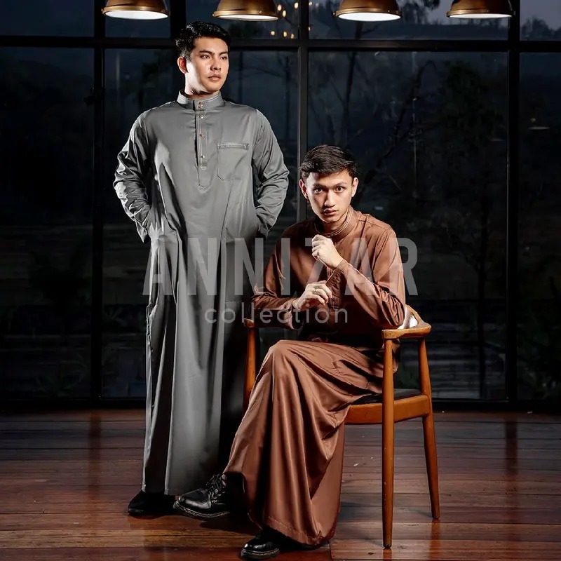 ANNIZAR - Baju Muslim Gamis jubah pria dewasa Thobe jubah Jumbo Exclusive terbaru model AL FATIH