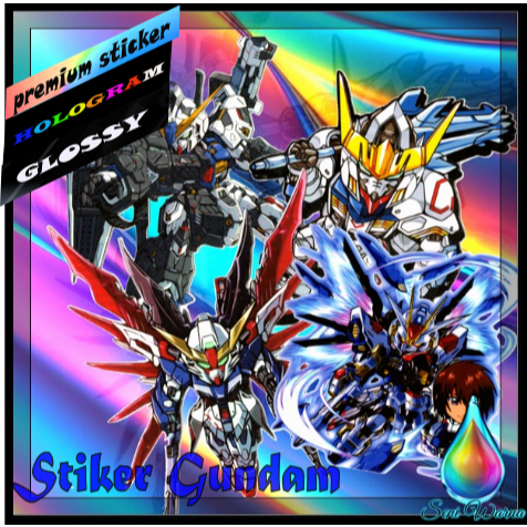 

GUNDAM Stiker Premium Anime Glossy & Hologram ukuran +-6-14cm