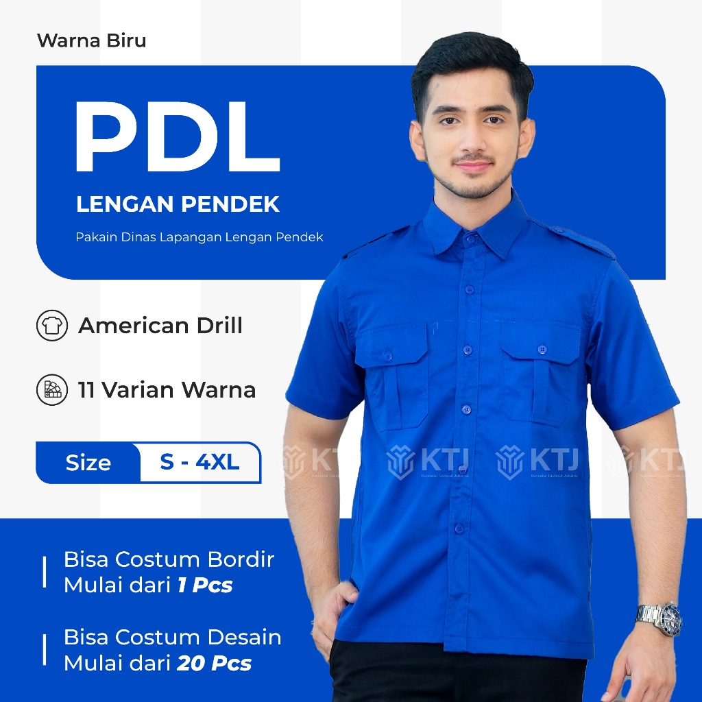 Baju Kemeja PDL PDH Seragam Kerja Kantor Komunitas Pakaian Kerja Lapangan Outdoor Lengan Pendek Pria