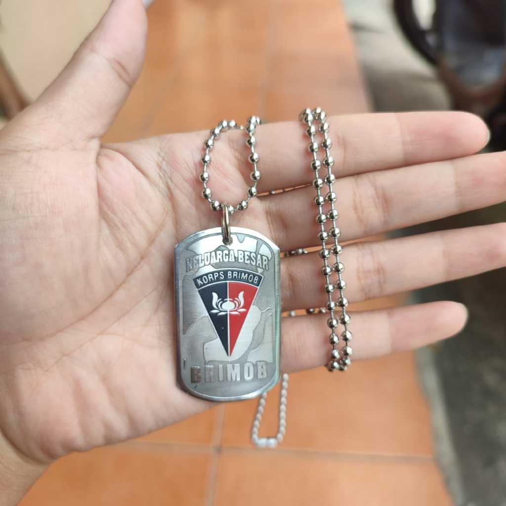dog tag kalung logo korps brimob stainles anti karat