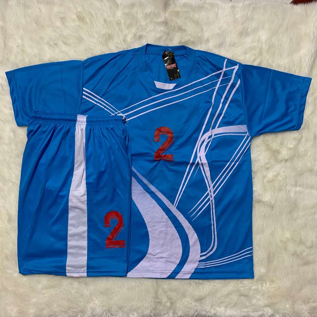 Kaos Team Bola isi 18stel Size L Turkis-Putih