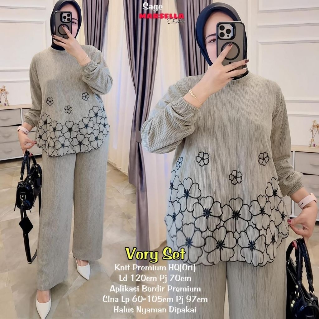 SETELAN WANITA POLOS SETCEL TERBARU VORY SET BY MARSELA