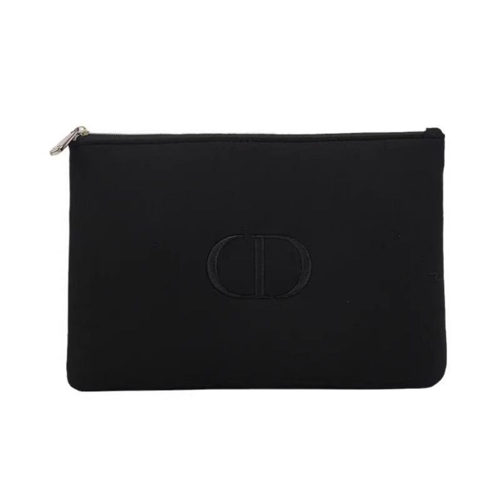 CD Black Canvas Makeup Pouch Makeup Skincare Bags Organizer Travel Size