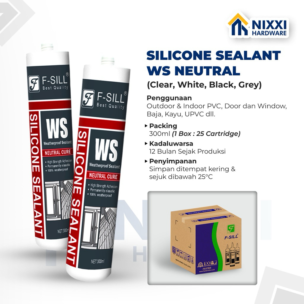 Silicone Sealant WS (Netral) Fsill BOTOL  / Lem kaca / Sealant kaca