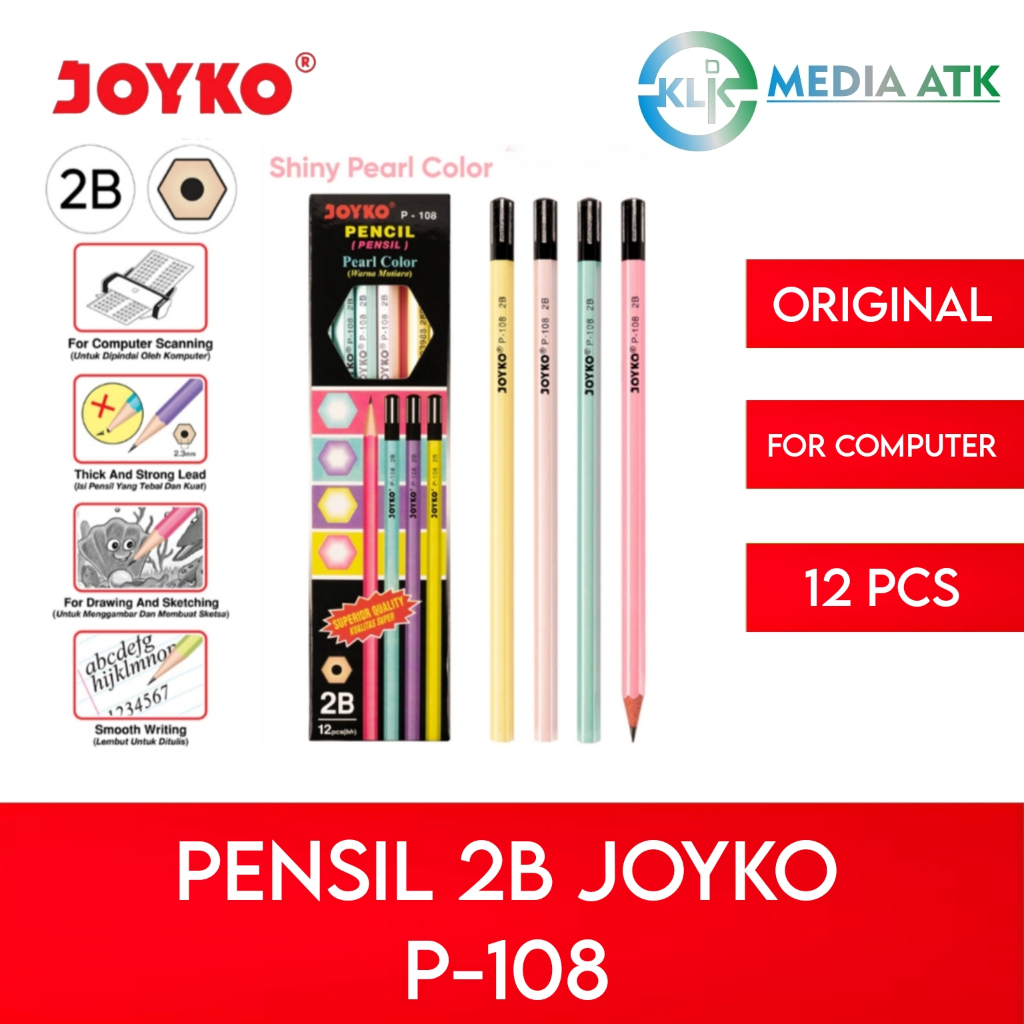 

Pensil 2B Joyko P-108 Shiny Pearl Color - 12 Pcs