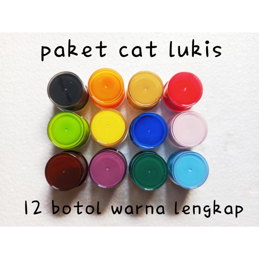 

PAKET CAT LUKIS 12 BOTOL WARNA KOMPLIT KEMASAN 10ml, Cat Air, Cat Melukis,gambar lukis