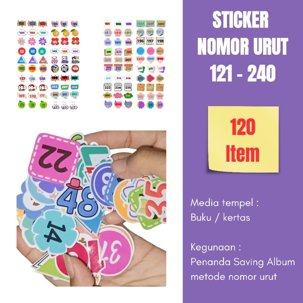 

Sticker album nabung metode nomor urut 121-240