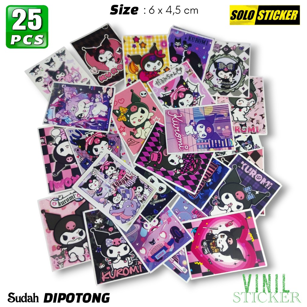 

25 pcs STICKER Sanrio Kuromi VINIL ANTI AIR - SUDAH DIPOTONG