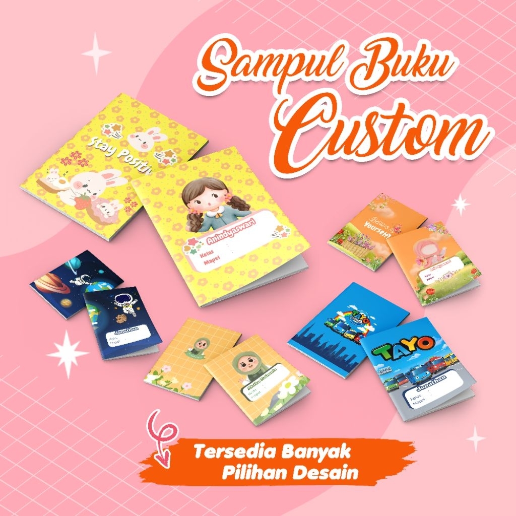 SAMPUL BUKU TULIS/ SAMPUL BUKU MOTIF LUCU / SAMPUL BUKU CUSTOM NAMA