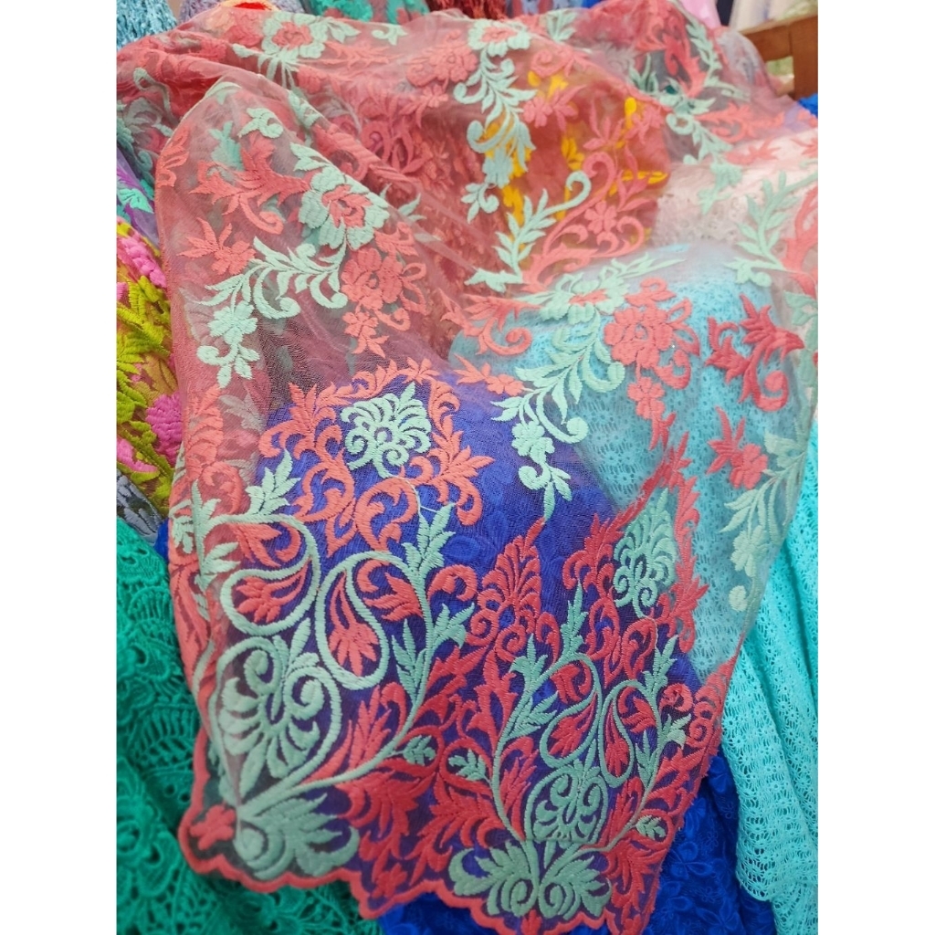 kain tile bordir Premium - kain tile bordir bunga  - kain bordir motif  - kain bordir Premium mewah