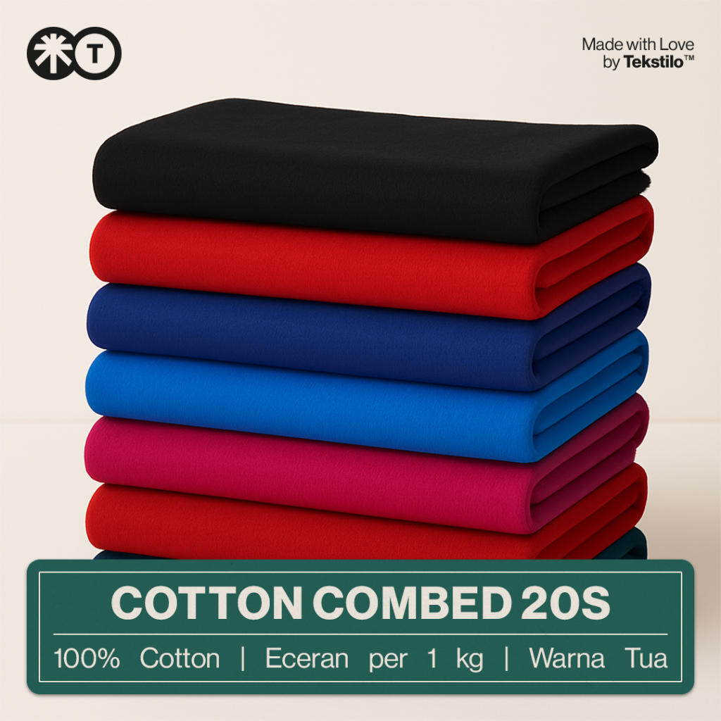 TEKSTILO Kain Cotton Combed 20s 1 kg Eceran – Bahan Kaos Katun Premium Kiloan -  Warna Tua