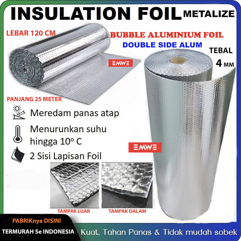 Aluminium Foil Peredam Panas Atap rumah lapisan insulasi thermal alumunium bubble foil Double side t