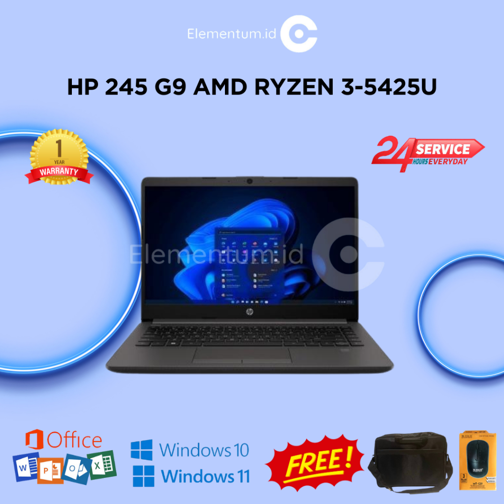 LAPTOP HP 245 G9 AMD RYZEN 3-5425U | RAM 8GB SSD 256GB - 14.0" HD